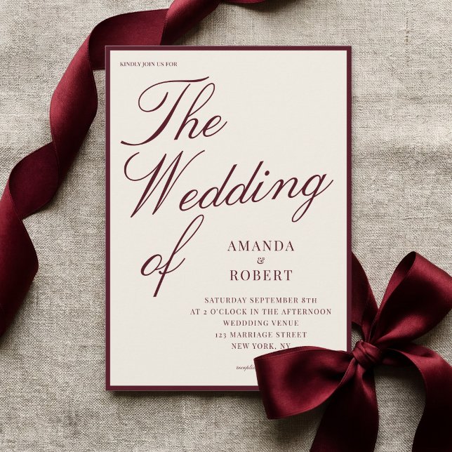 Convites Casamento Burgundy Clássico e Sofisticado com Esti (Criador carregado)