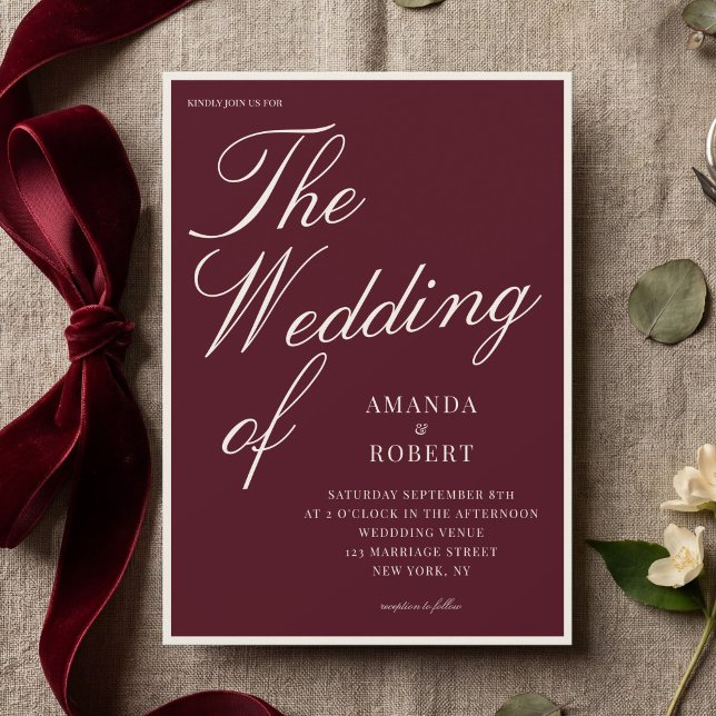 Convites Casamento Burgundy Clássico e Sofisticado com Esti (Criador carregado)