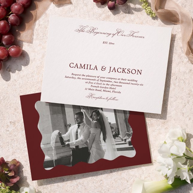 Convites Casamento Burgundy de Antiga Fortuna Vitoriana (Criador carregado)