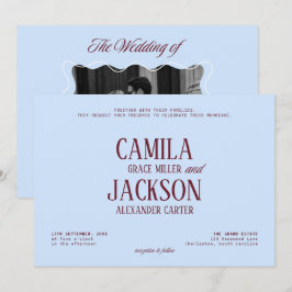 Convites Casamento Burgundy e Azul Frio