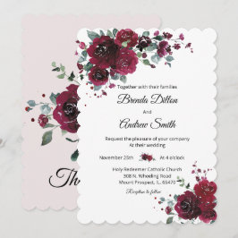 Convites Casamento Burgundy e Preto Personalizado
