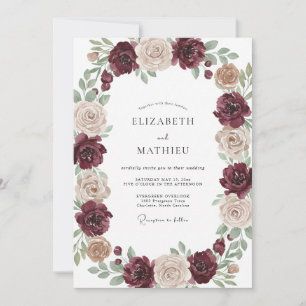Convites Casamento Burgundy Elegante de Outono