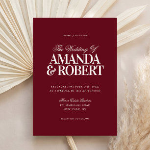 Convites Casamento Burgundy Elegante Moderno de Família Tra