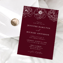 Convites Casamento Burgundy Floral Delicado