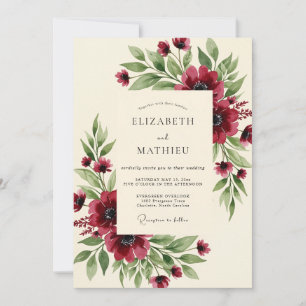 Convites Casamento Burgundy Ilustre Outonal