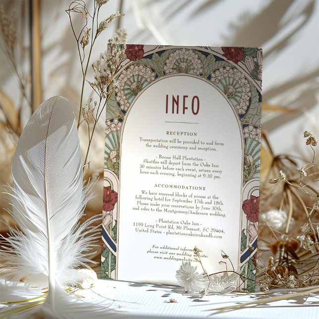 Convites Casamento Burgundy Inserir INFO Vintage Art Nouvea (Criador carregado)