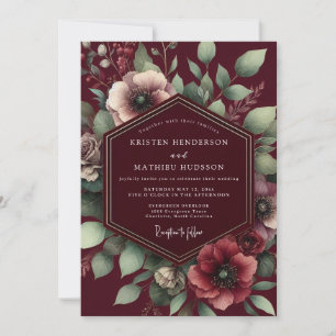 Convites Casamento Burgundy Lush Bloom