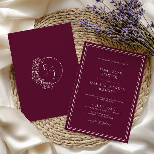 Convites Casamento Burgundy Luxuoso e Clássico
