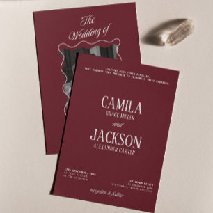 Convites Casamento Burgundy Luxuoso Moderno e Antigo