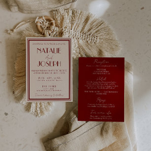 Convites Casamento Burgundy Marfim com Estilo e Sofisticaçã