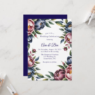 Convites Casamento Burgundy Marinho Blush Peony