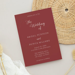 Convites Casamento Burgundy Minimalista Moderna
