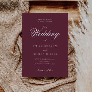 Convites Casamento Burgundy Moderno e Elegante