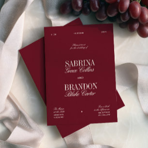 Convites Casamento Burgundy Moderno e Elegante