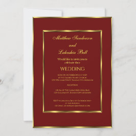 Convites Casamento Burgundy - Ouro Elegante Moderno