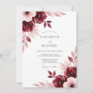 Convites Casamento Burgundy Pastoral Meadow