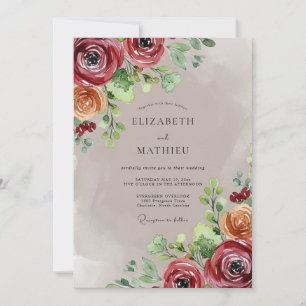 Convites Casamento Burgundy Poético Outonal