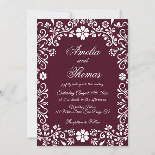 Convites Casamento Burgundy Red Fiesta Mexicana
