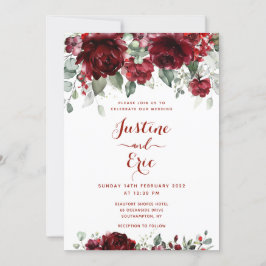 Convites Casamento Burgundy Red Peony Epiphany II