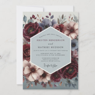 Convites Casamento Burgundy Slate Chiaroscuro