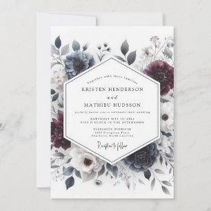 Convites Casamento Burgundy & Slate Ethereal Bloom