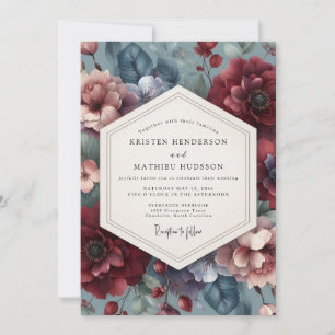 Convites Casamento Burgundy Slate Moody Flora