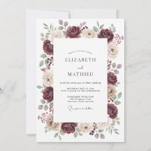 Convites Casamento Burgundy Soberbo de Outono