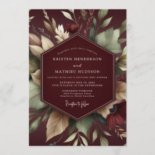 Convites Casamento Burgundy Velvet Flora