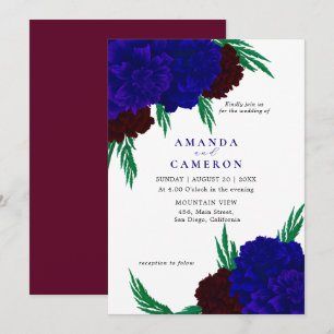 Convites Casamento Burgundy Vermelho Azul Marinho "MARIGOLD
