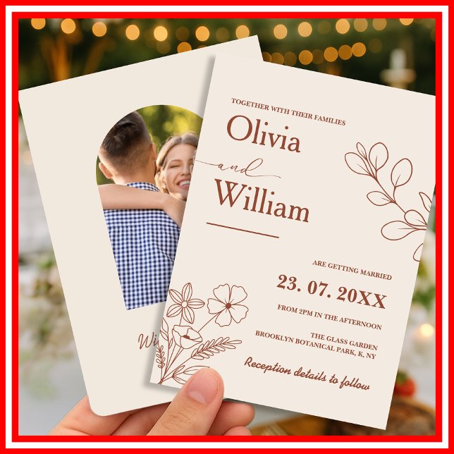 Convites Casamento Burnt Orange Boho (Criador carregado)