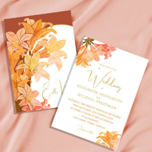 Convites Casamento Burnt Orange Siena Floral Elegante