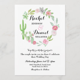 Convites Casamento Cactus Fiesta Wreath Party Invite Floral