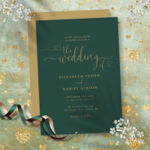 Casamento Caligrafia Corações Dourados Esmeralda M