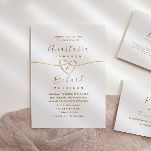 Convites Casamento Caligrafia Dourada Delicada