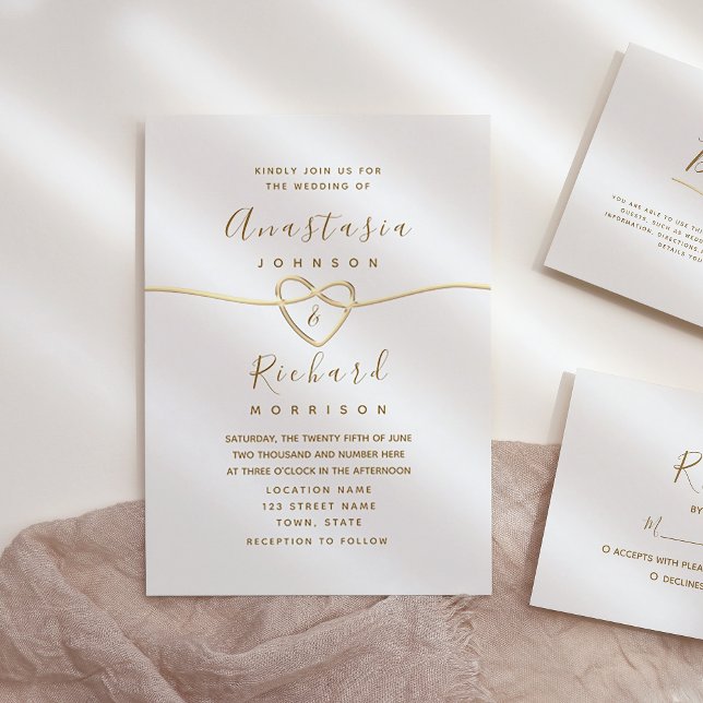 Convites Casamento Caligrafia Dourada Delicada (Criador carregado)