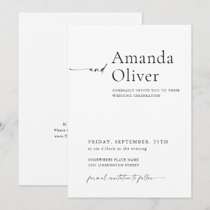 Convites Casamento Caligrafia Minimalista Elegante