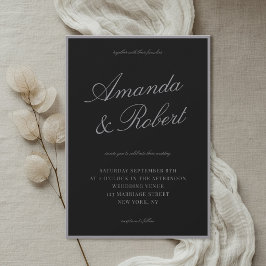 Convites Casamento Caligrafia Preta Mate Elegante Dinheiro 