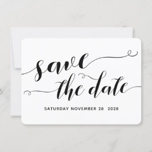 Convites Casamento Caligrafia Preto e Branco Save The Date