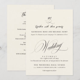 Convites Casamento Caligrafia Script Romântico Elegante