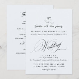 Convites Casamento Caligrafia Script Romântico Elegante