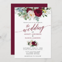 Casamento Calliografia Burgundy Floral Greenery B