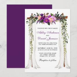 Convites Casamento Cana-d-Água Púrpura Floral