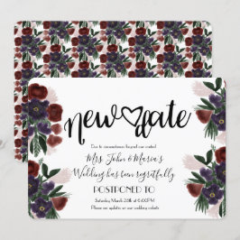 Convites Casamento Cancelamento Nova Data Floral Borgonha