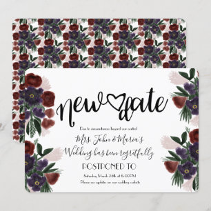 Convites Casamento Cancelamento Nova Data Floral Borgonha