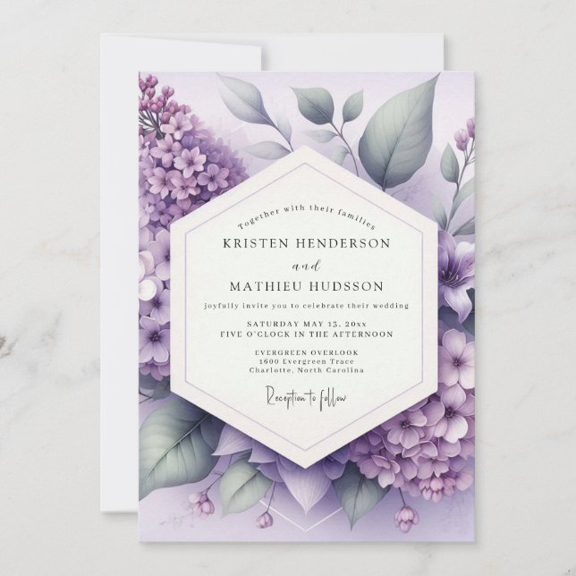 Convites Casamento Capricho Flor de Lilás (Frente)