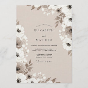 Convites Casamento Capricho Floral Bege