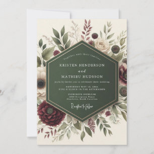 Convites Casamento Capricho Floral Borgonha