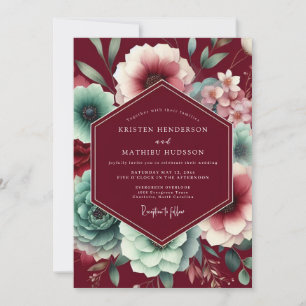 Convites Casamento Capricho Floral Borgonha