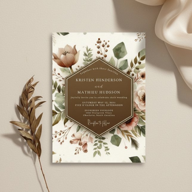 Convites Casamento Capricho Floral Borgonha (Criador carregado)