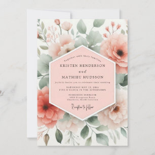 Convites Casamento Capricho Floral Coral